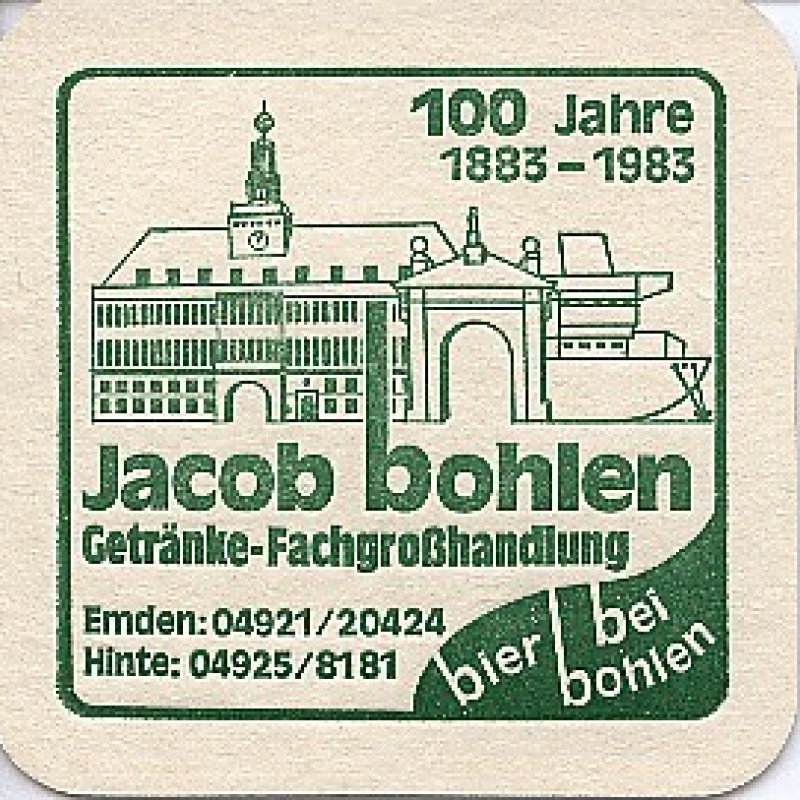 Bierdeckel (100 Jahre Jacob Bohlen)