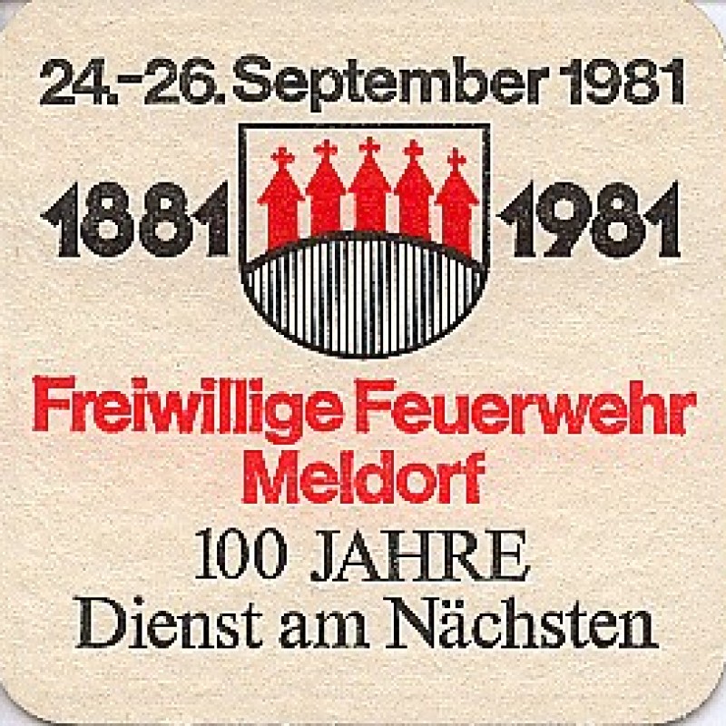 Bierdeckel (100 Jahre FF Meldorf)