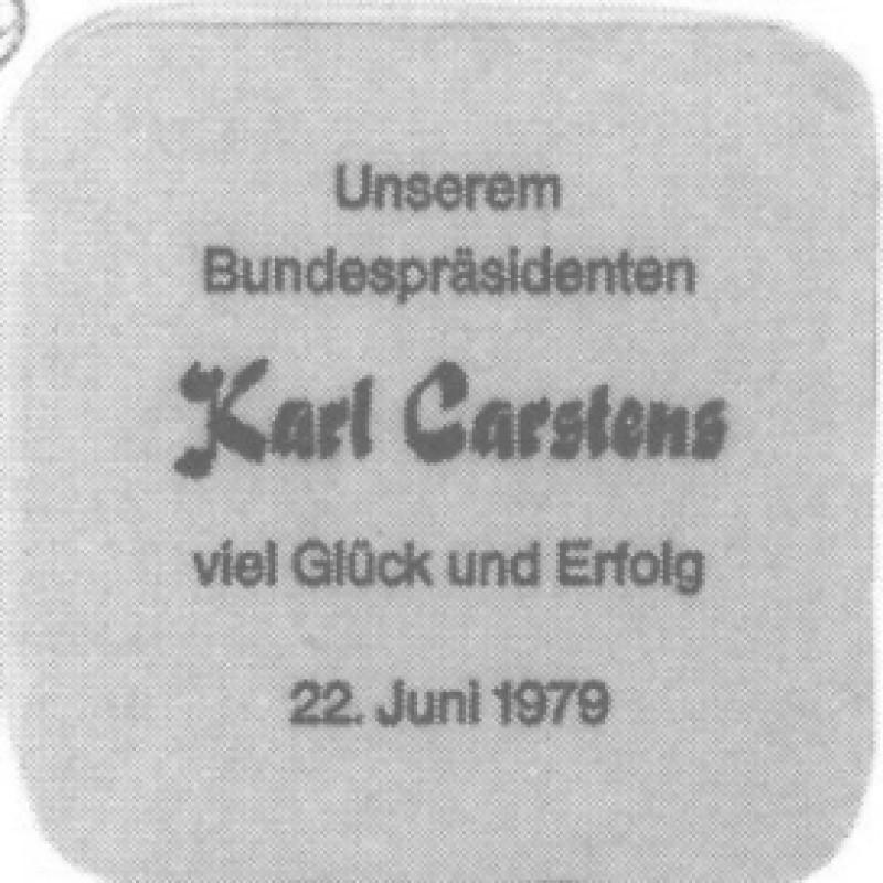 Bierdeckel (Ernennung Karl Carstens zum Bundespr&auml;sidenten)