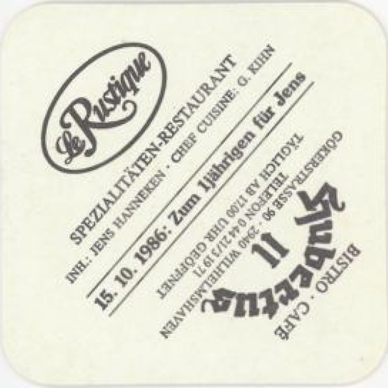 Bierdeckel (1 Jahr Le Rustique / Hubertus II)