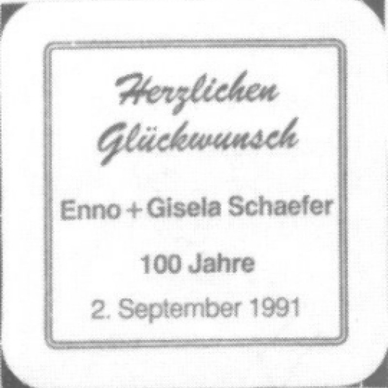 Bierdeckel (100 Jahre Enno + Gisela Schaefer)