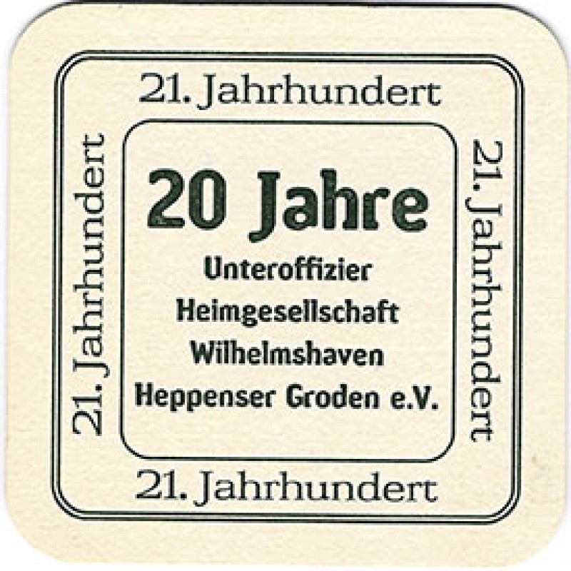 Bierdeckel (20 Jahre Unteroffizier Heimgesellschaft Wilhelmshaven)